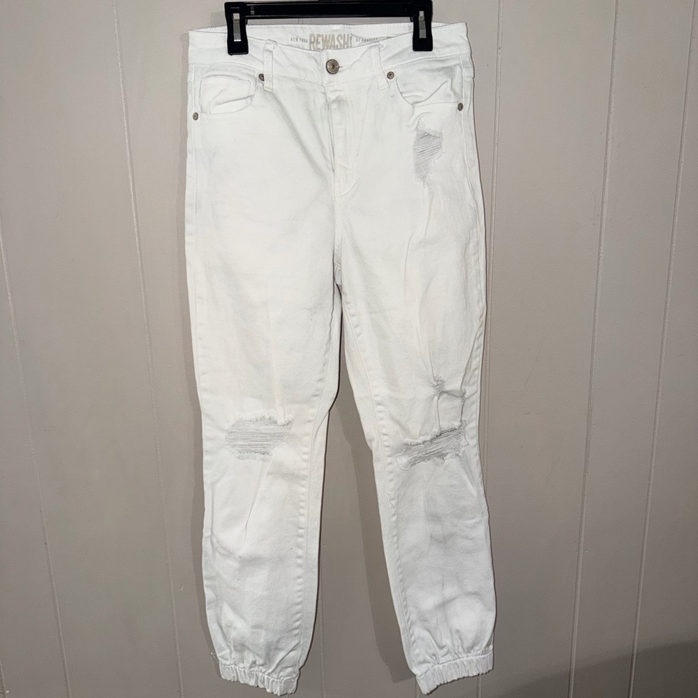 Rewash White Distressed Ankle Jeans